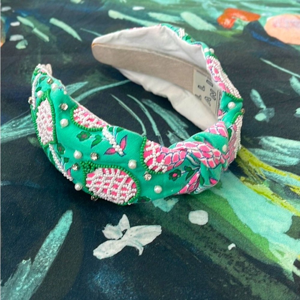 Anthropologie green & pink headband NWT